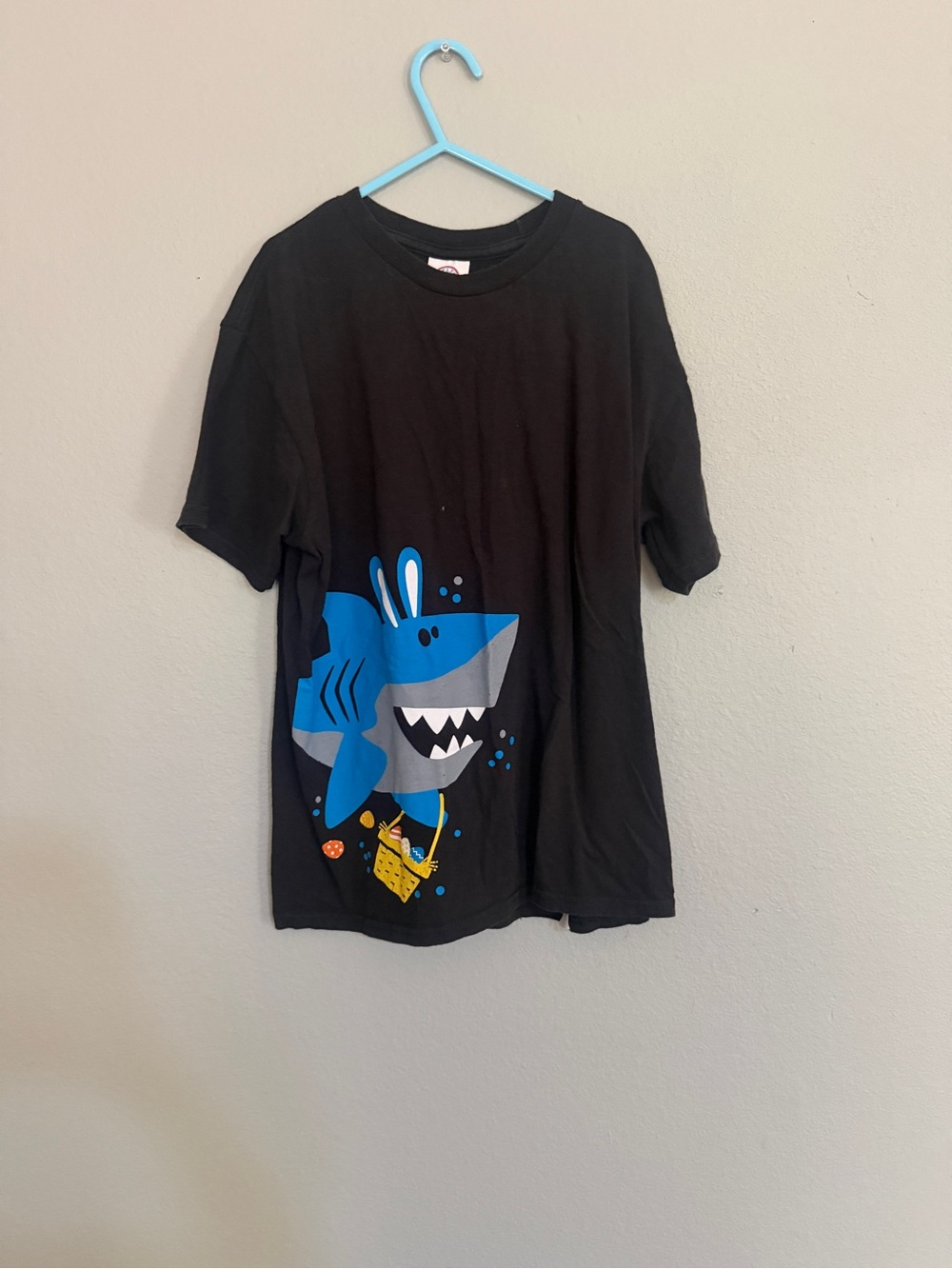 Delta Black Tee with Blue Shark and Yellow Submarine Graphic